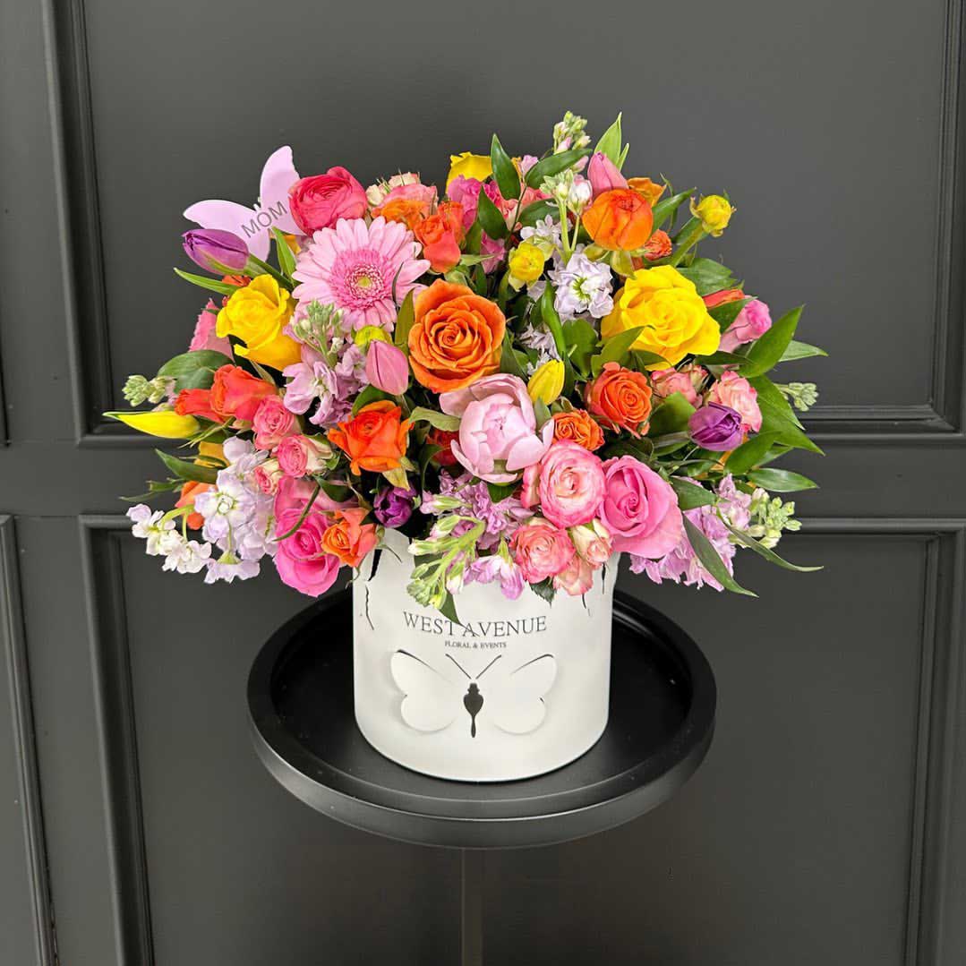 Sunset Hue Floral Basket